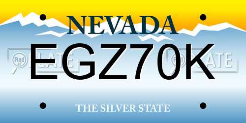EGZ70K Nevada License Plate