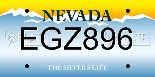 EGZ896 Nevada License Plate
