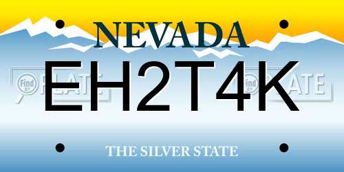 EH2T4K Nevada License Plate