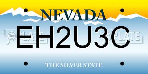 EH2U3C Nevada License Plate