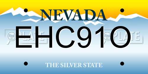 EHC91O Nevada License Plate