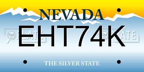 EHT74K Nevada License Plate