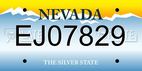 EJ07829 Nevada License Plate