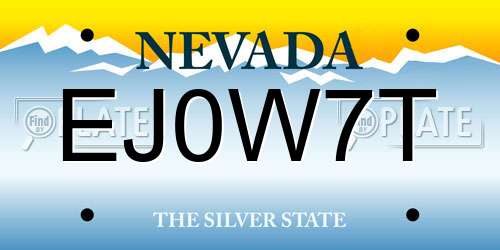 EJ0W7T Nevada License Plate
