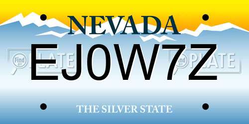 EJ0W7Z Nevada License Plate