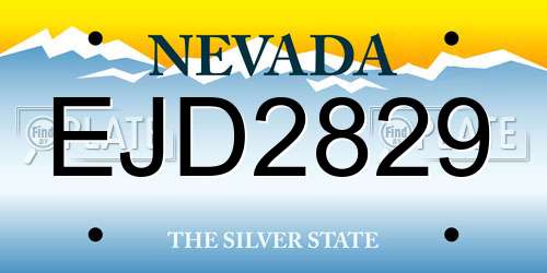 EJD2829 Nevada License Plate