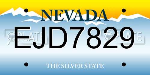 EJD7829 Nevada License Plate