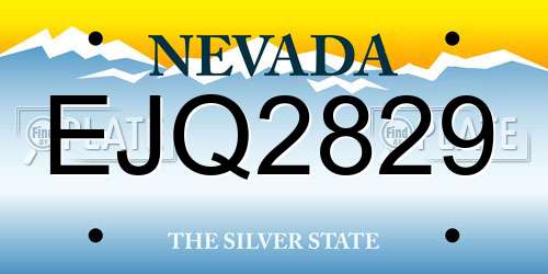 EJQ2829 Nevada License Plate