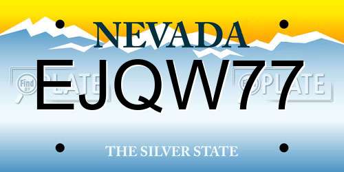EJQW77 Nevada License Plate