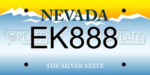 EK888 Nevada License Plate