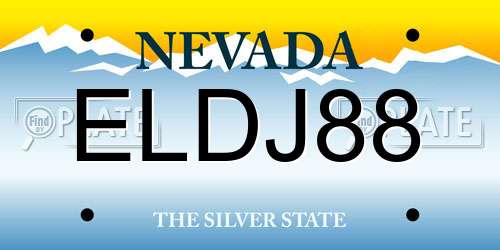 ELDJ88 Nevada License Plate