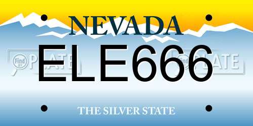 ELE666 Nevada License Plate
