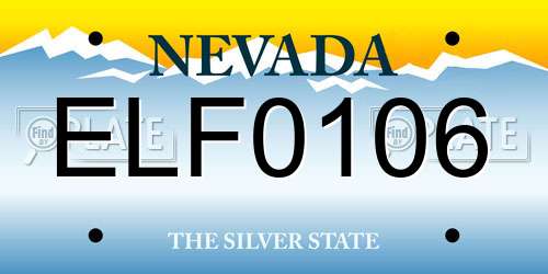ELF0106 Nevada License Plate