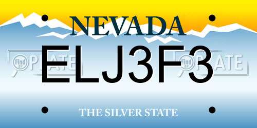 ELJ3F3 Nevada License Plate