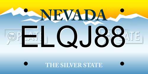 ELQJ88 Nevada License Plate
