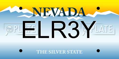 ELR3Y Nevada License Plate