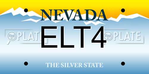 ELT4 Nevada License Plate