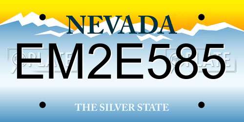 EM2E585 Nevada License Plate