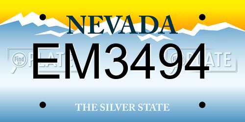 EM3494 Nevada License Plate