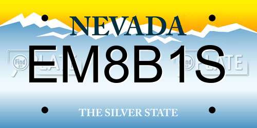 EM8B1S Nevada License Plate