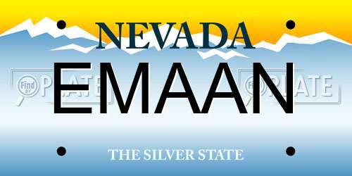 EMAAN Nevada License Plate