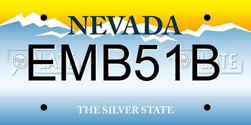 EMB51B Nevada License Plate