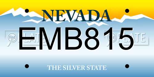 EMB815 Nevada License Plate