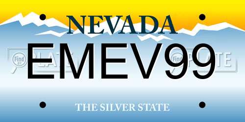 EMEV99 Nevada License Plate