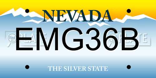 EMG36B Nevada License Plate