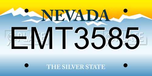 EMT3585 Nevada License Plate