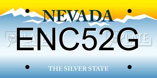 ENC52G Nevada License Plate