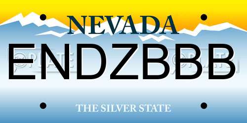 ENDZBBB Nevada License Plate