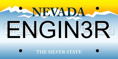 ENGIN3R Nevada License Plate