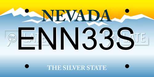ENN33S Nevada License Plate