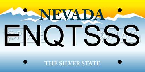 ENQTSSS Nevada License Plate