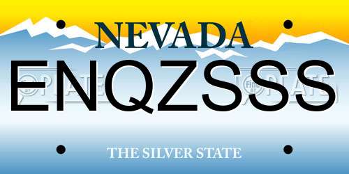 ENQZSSS Nevada License Plate