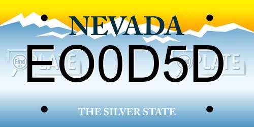 EO0D5D Nevada License Plate