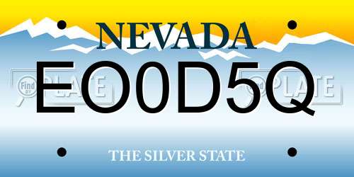 EO0D5Q Nevada License Plate