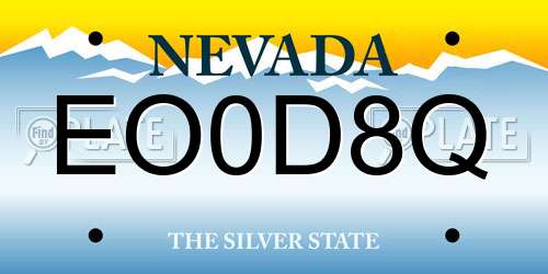 EO0D8Q Nevada License Plate