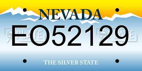 EO52129 Nevada License Plate