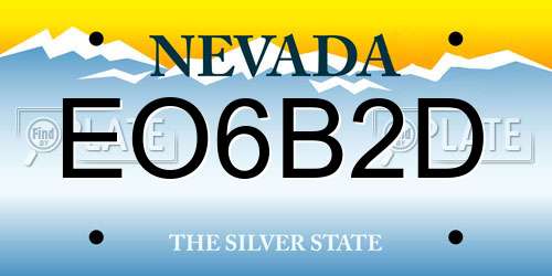 EO6B2D Nevada License Plate