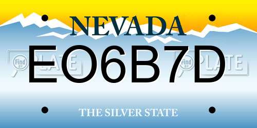 EO6B7D Nevada License Plate