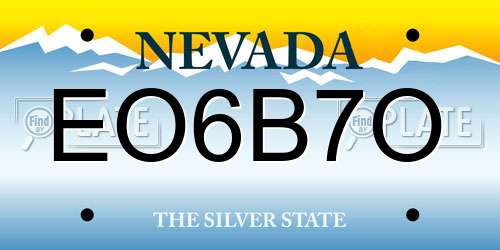 EO6B7O Nevada License Plate