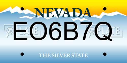 EO6B7Q Nevada License Plate