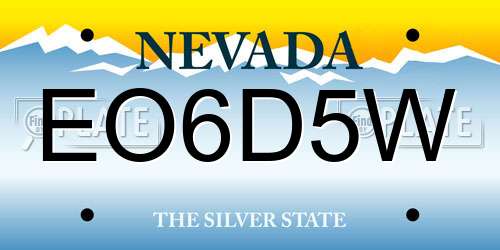 EO6D5W Nevada License Plate