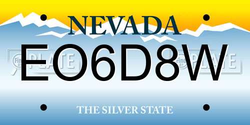 EO6D8W Nevada License Plate