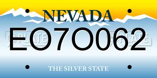 EO7O062 Nevada License Plate