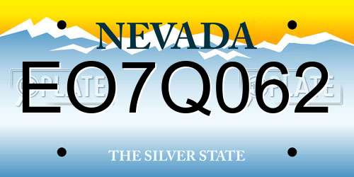 EO7Q062 Nevada License Plate