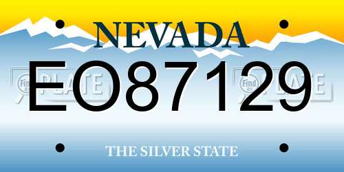 EO87129 Nevada License Plate