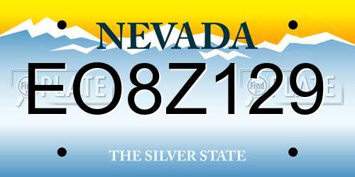 EO8Z129 Nevada License Plate